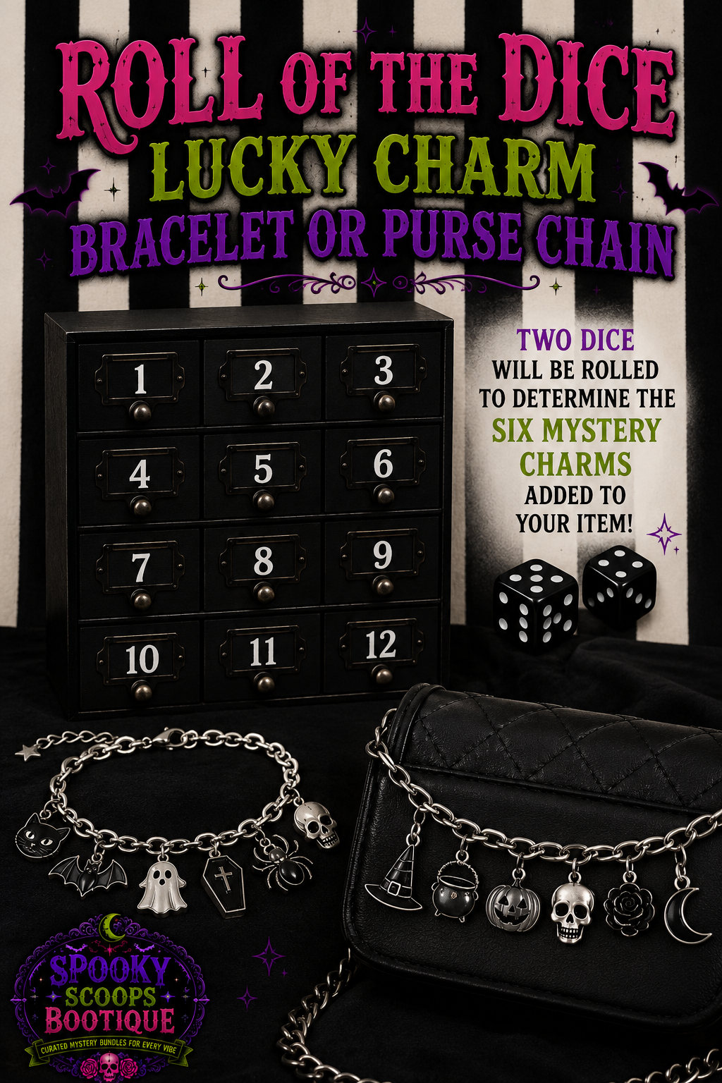🎲 Roll the Dice Lucky Charm Bracelet / Purse Chain